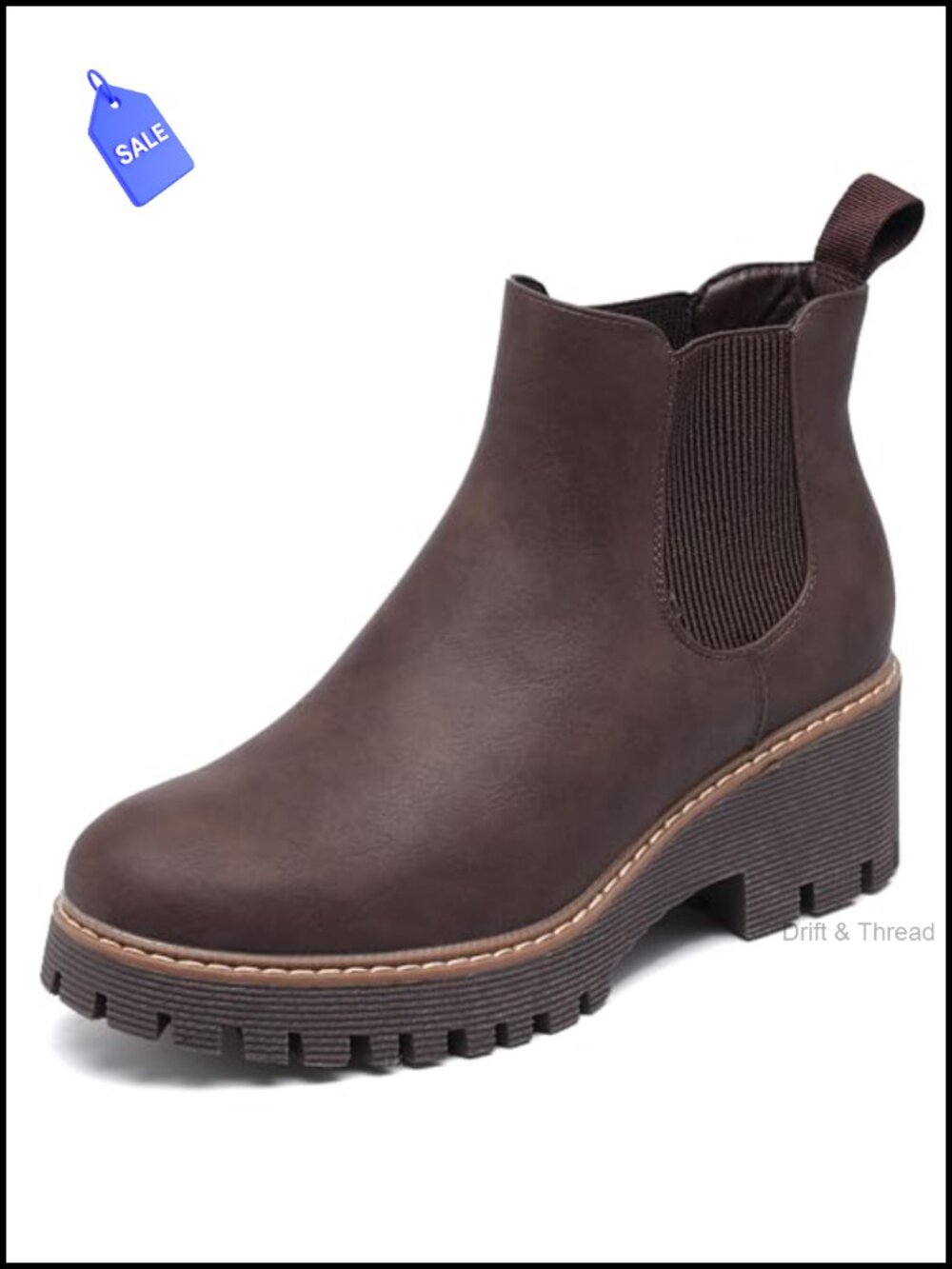 Women's Chunky Platform Chelsea Ankle Boots Low Wedge Heel Suede
